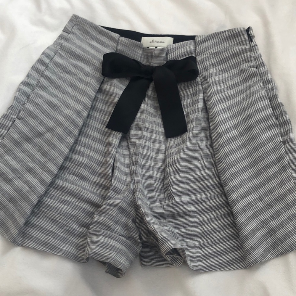 Anthropologie Gray Shorts with Black Bow Tie